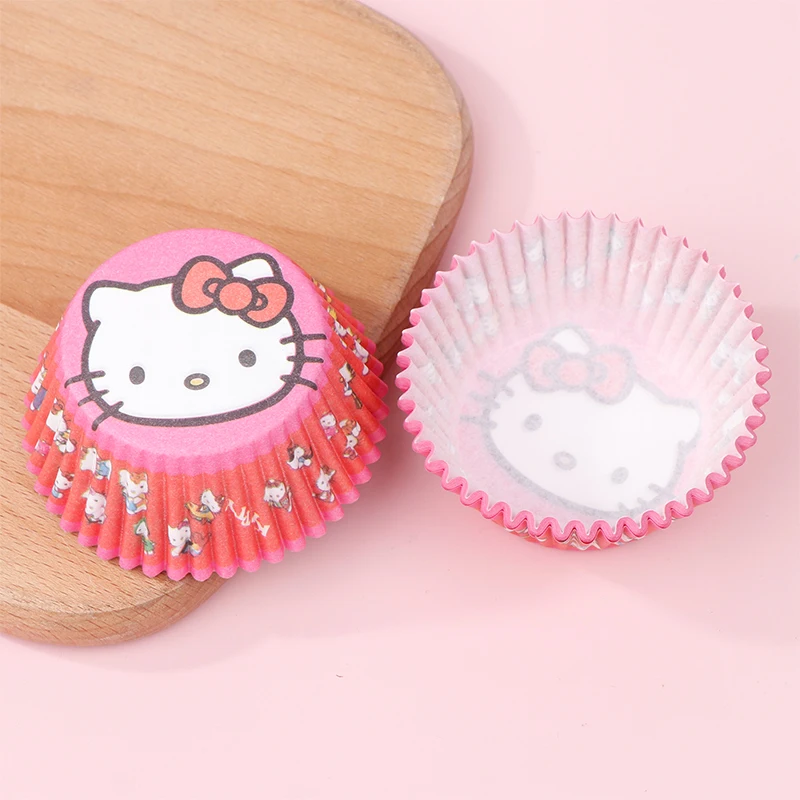 100PCS Sanrio Hello Kitty Snow Meiniang Cake Paper Holder Cartoon Mafen Baking Cake Paper Cup Heat-Resistant Oil Resistant