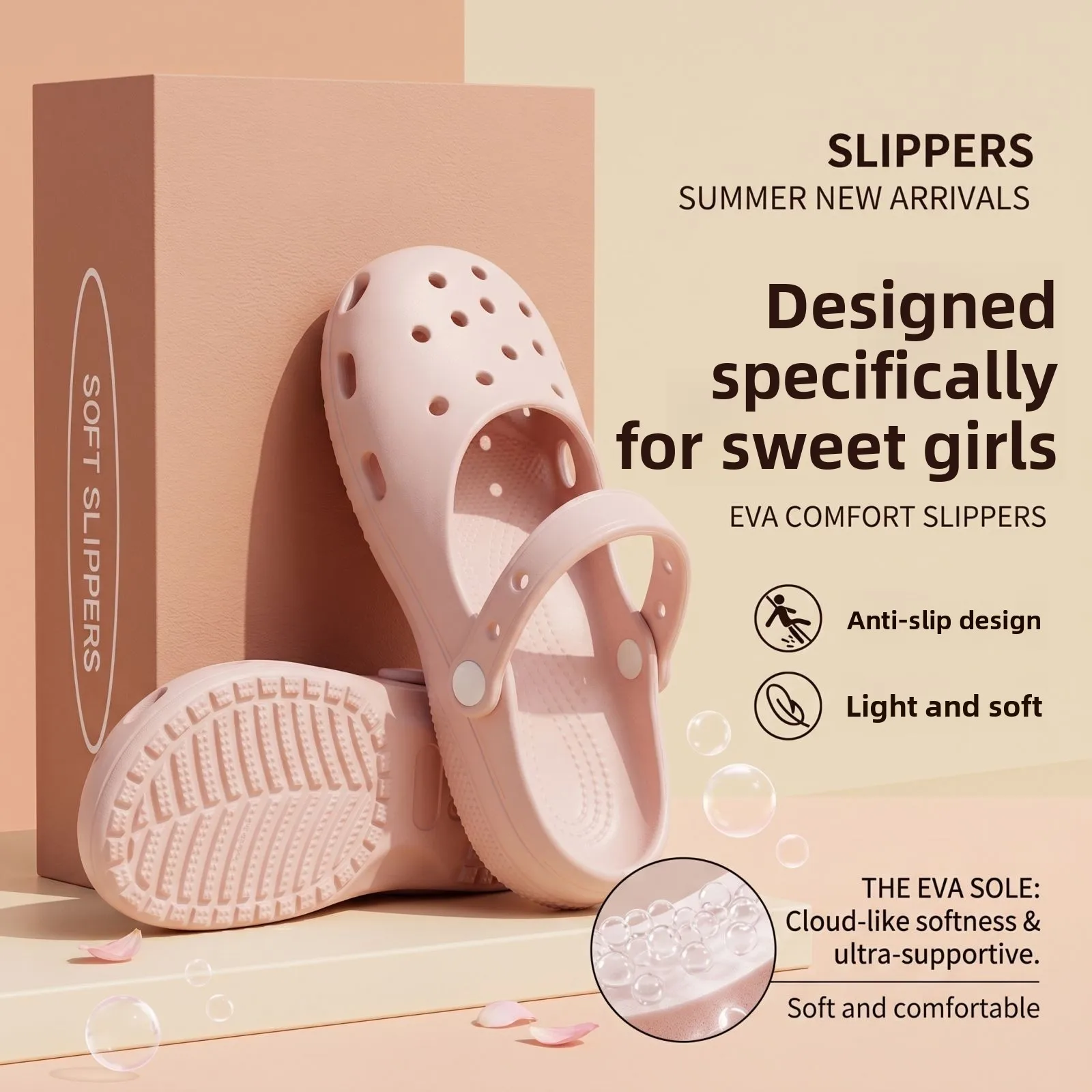 Summer New Women's Cute Ballet Hole Shoes Retro EVA Outer Wear Mary Jane Shoes Anti Slip Outdoor Beach Sandals view 2