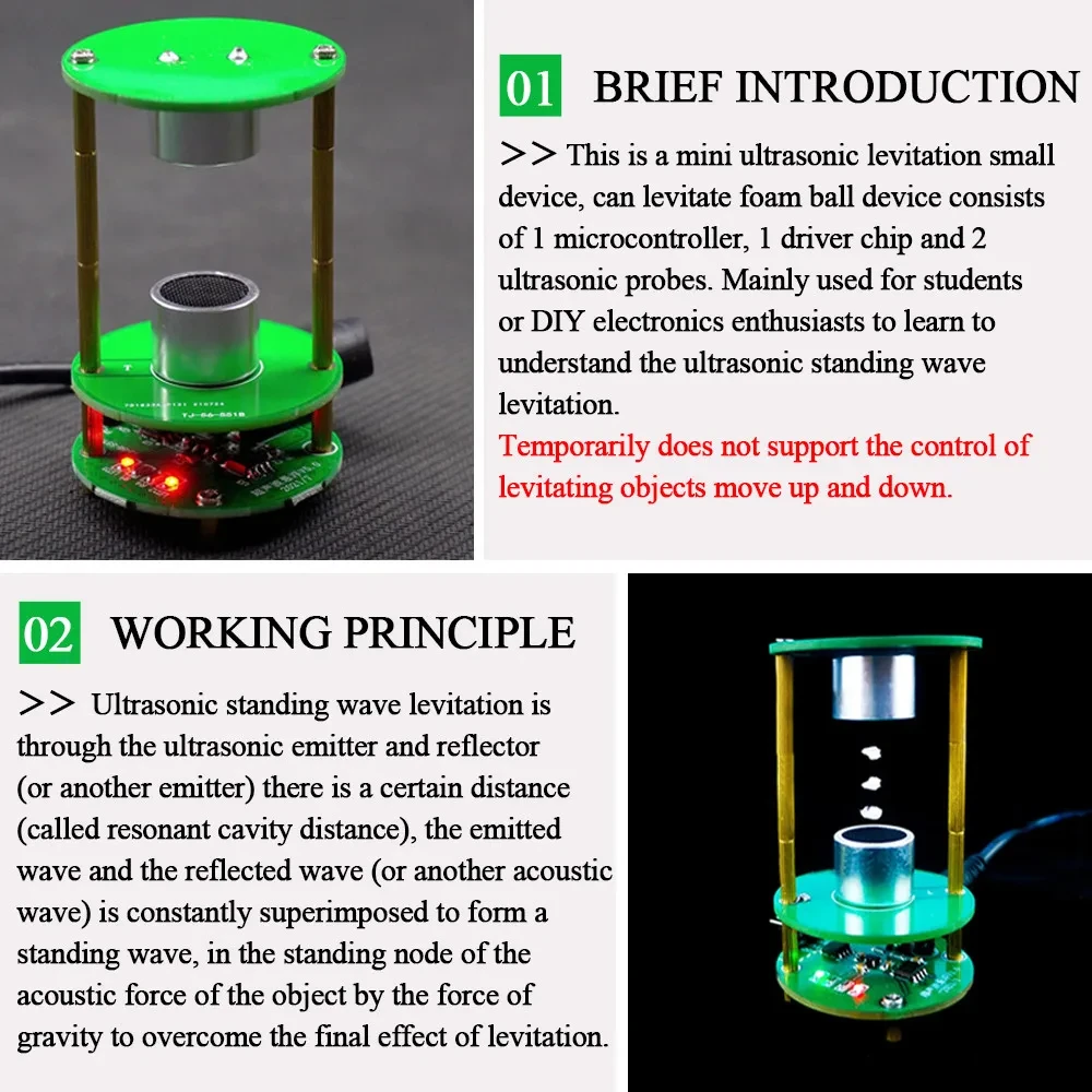 DIY Soldering Project Electronic Kit Mini Acoustic Levitator 12V Practice Solder DIY Ultrasonic Suspension Acoustic Suspension