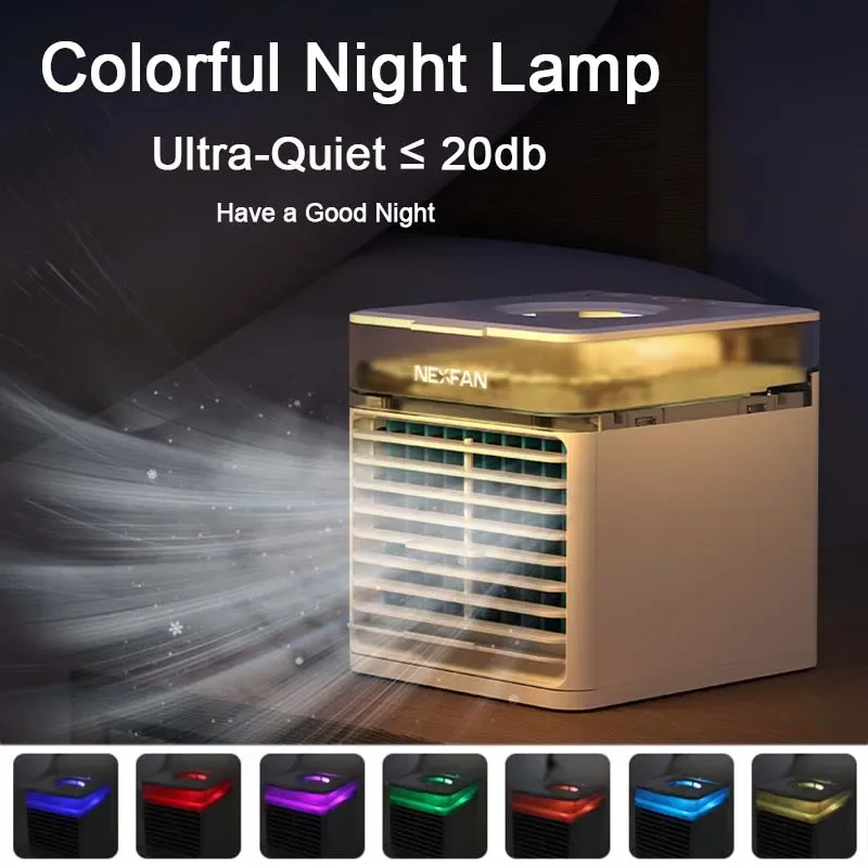 

Air Conditioner Fan with LED Light for Home Office USB Cooling Fan Humidifier 3 Speeds 500ML Air Cooler Personal Air Conditioner