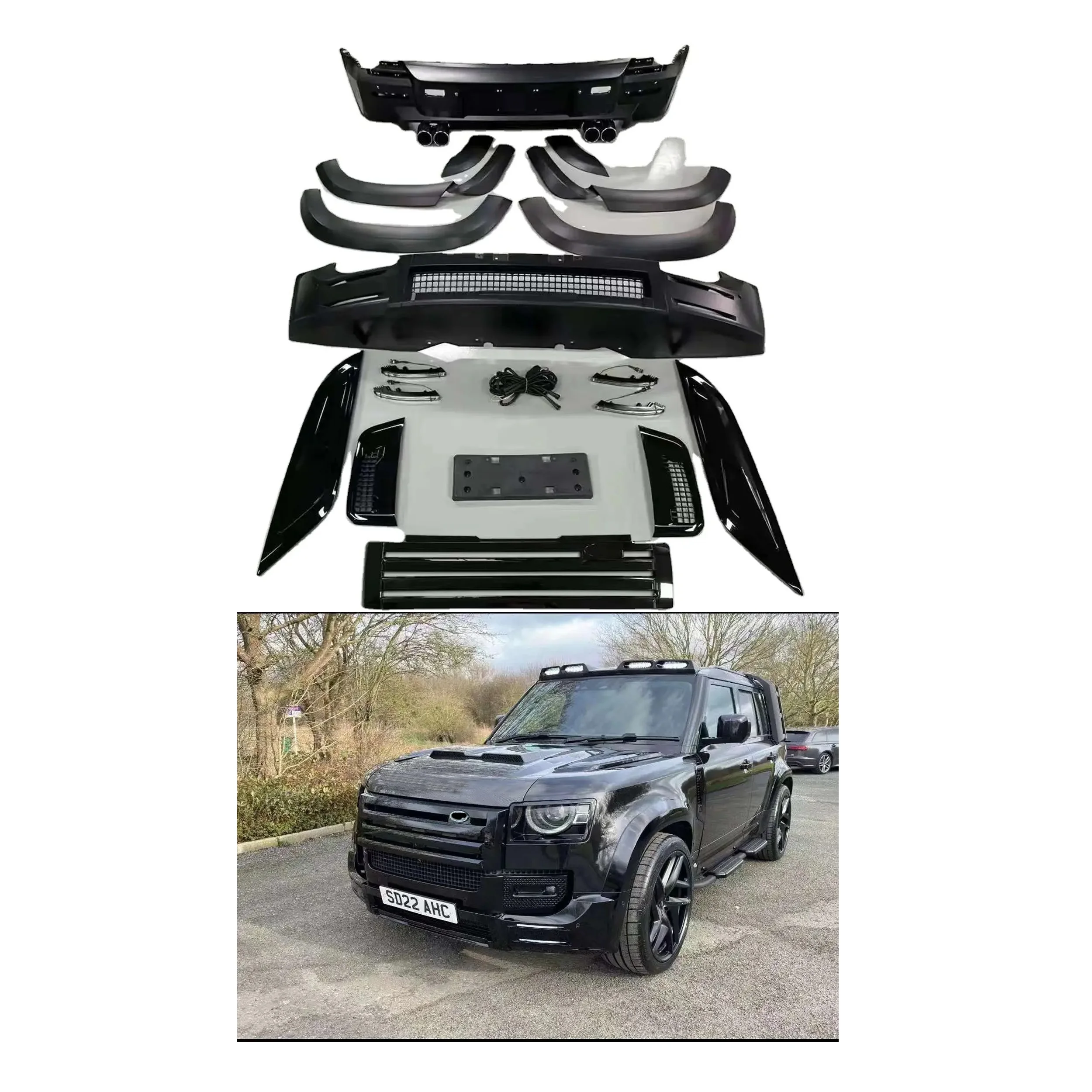 

High-quality goodsLM Body Kits for New Defender Modified Upgrade Gloss Black Body Kits 2020+ 90/110 4x4 Off-Road Car Accessories