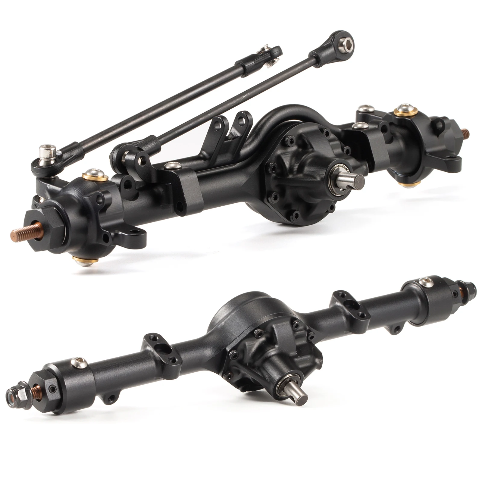 Ultra-Realistic 1/10 CNC Aluminum Straight Axle Set W/ Leaf Spring/Link Mount Kit for RC4WD Gelande II TF2 Tamiya Bruiser BRX01