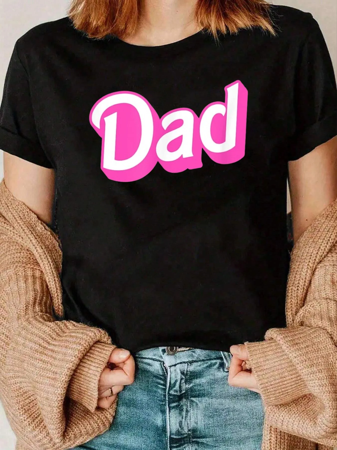 Papa Print T-shirt Vrijetijdskleding voor dames 220g