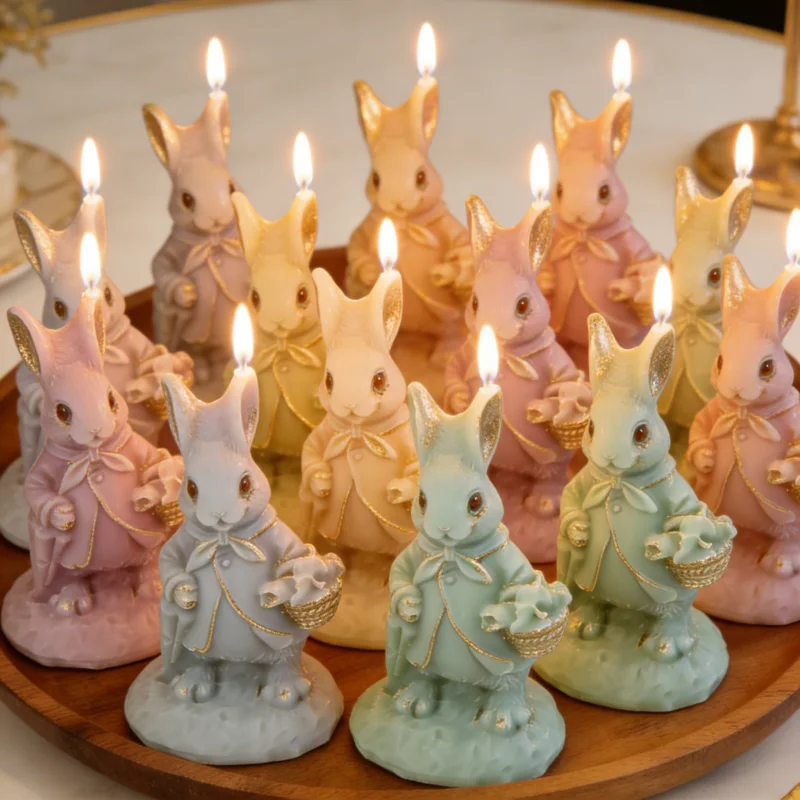 Osterhase mit Regenschirm Design Silikon-Kerzenform Aroma-Seife DIY Handwerk Harz-Werkzeug Hase mit Blumenkorb Form