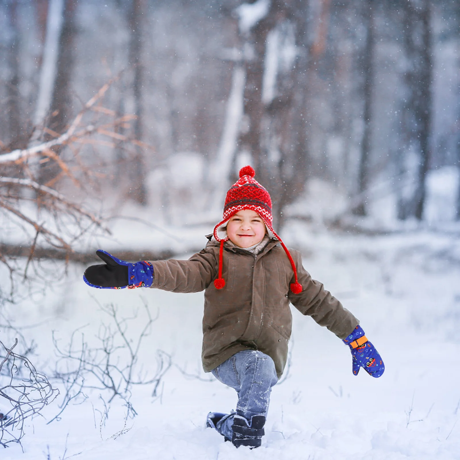 

1Pair Childrens Ski Gloves Warm Waterproof Snow Gloves for Kids Outdoor Winter Sports Thickened Lining Comfortable Cold Weather