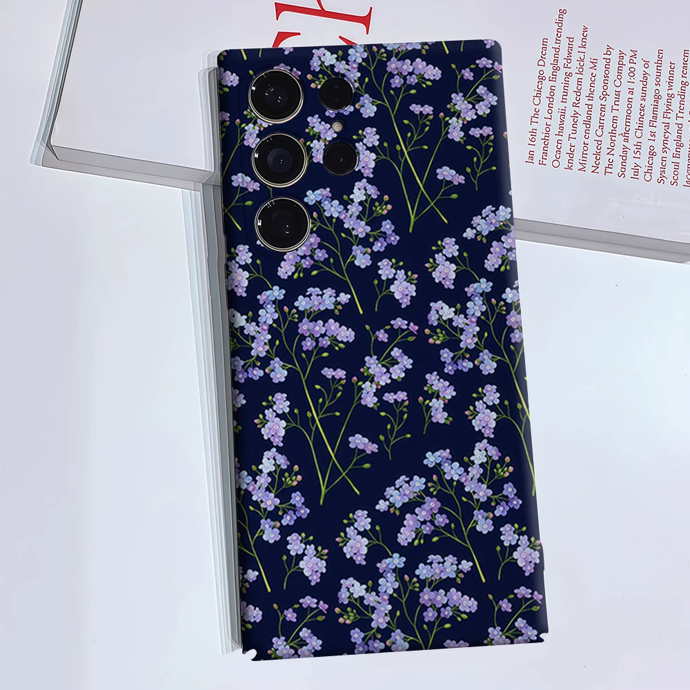 Forget-Me-Not Ditsy Floral Phone Case for Samsung Galaxy S26 S25 Ultra S24 S23 Ultra Plus Glossy Double-layer Back Cover