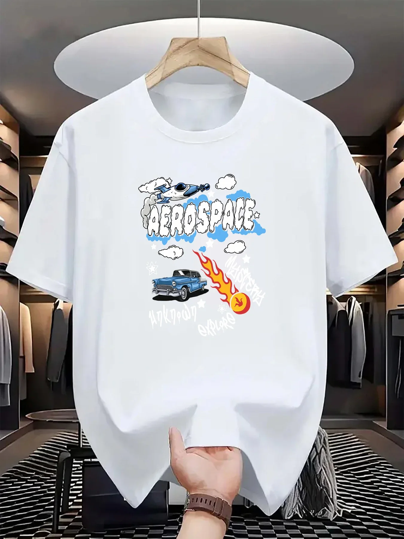 

New Style Dry Classic Slim-Fit Breathable Sports Casual Printed Short-Sleeve Men's T-Shirt Daily Use, Travel Wear