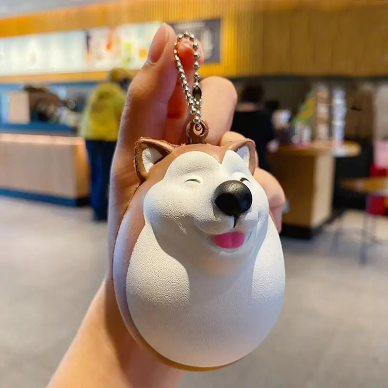 Dog Egg Squeeze Toy Keychain Pendant Small Animal Slow Rebound Dog Egg Pinch Toys Funny Squeeze Dog Egg Figure Toys Bag