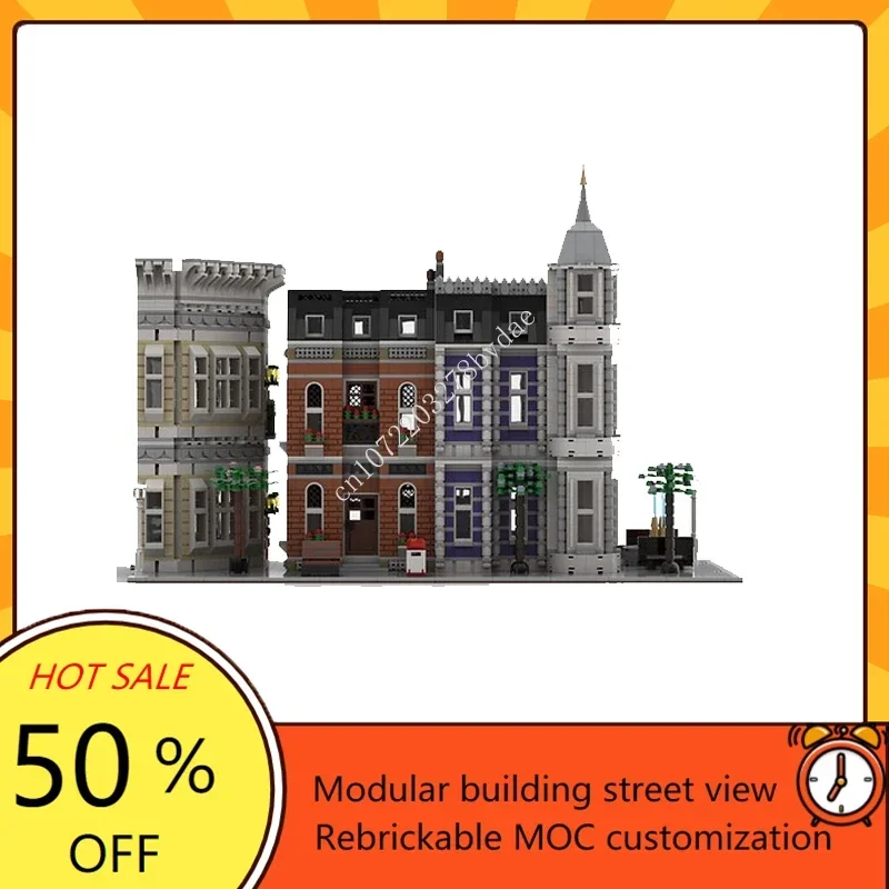 8000+PCS Customized MOC Modular  Luxury Courtyard Villa Street View Model Building Blocks Technology Bricks Assembly Toy Gift