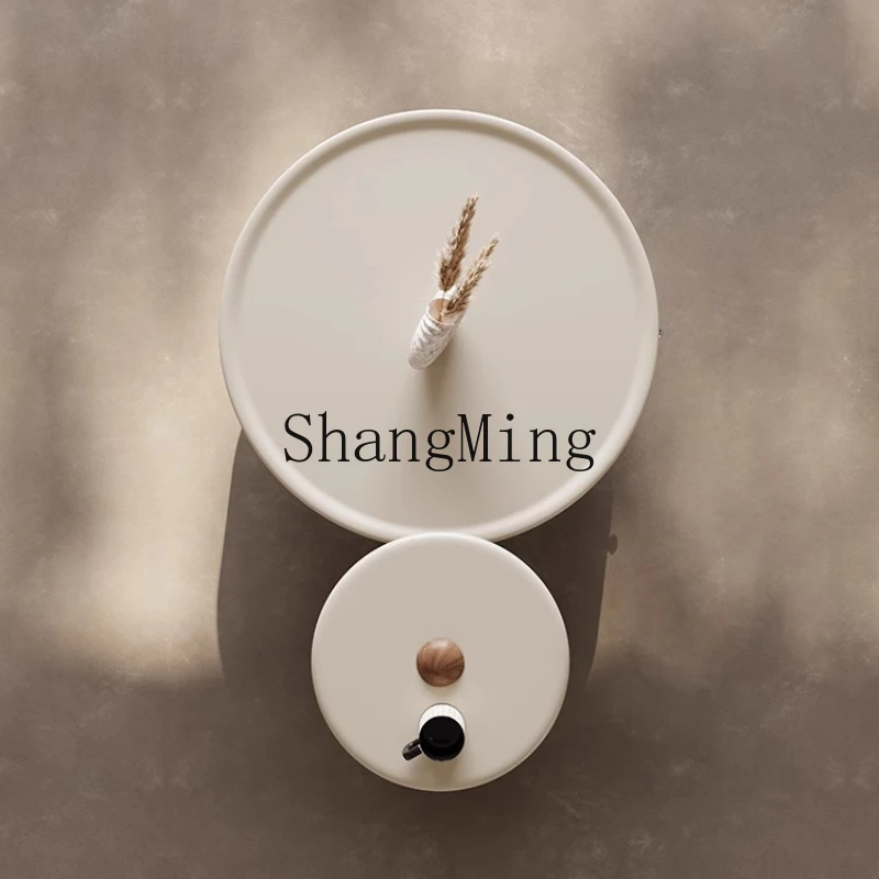 HJ Cream Wind Round Coffee Table Combination Living Room Household Light Luxury Modern Simple Coffee Table