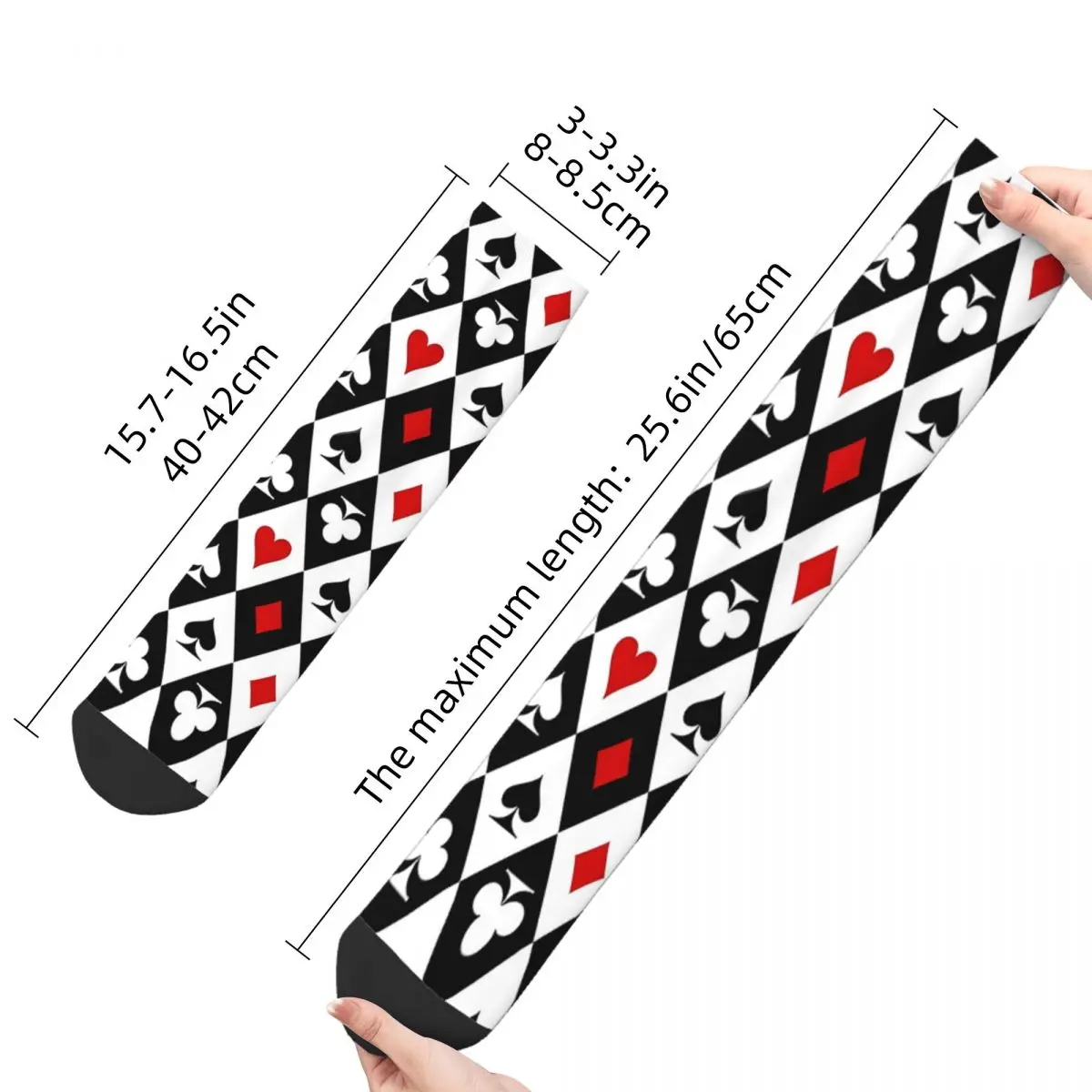 Happy Retro Playing Cards Suit Symbols Crazy Men\'s Socks Unisex Harajuku Seamless Printed Funny Crew Sock Boys Gift