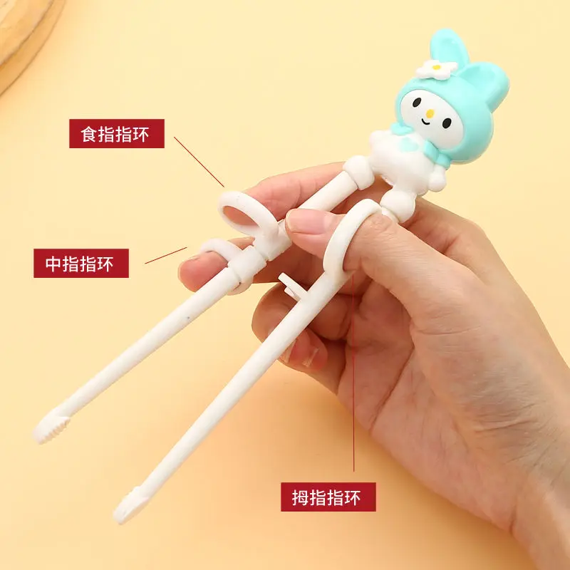 My Melody Anime Kawaii Sanrio Children Spoon Fork Chopsticks 3 Sets Cute Home Baby Training Tableware Toys for Girls Boys