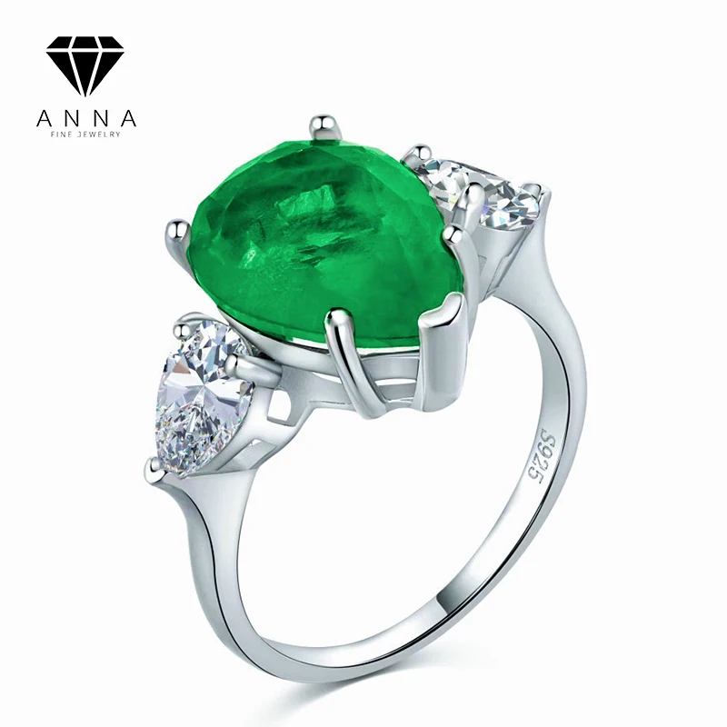 

Emerald New 5CT Water Drop Palaiba Gemstone 925 Sterling Silver High Carbon Diamond Ring for Woman Bridal Trendy Vintage Jewelry