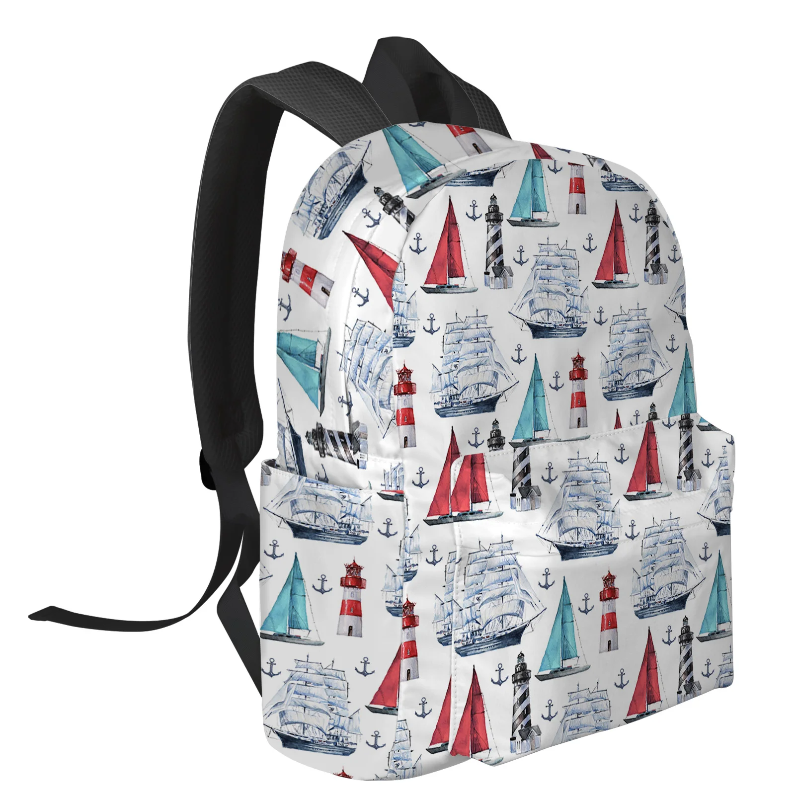 Ocean Sailing Lighthouse Anchor Feminina Backpacks Teenagers Student School Bags Laptop Backpack Men Women Female Travel Mochila