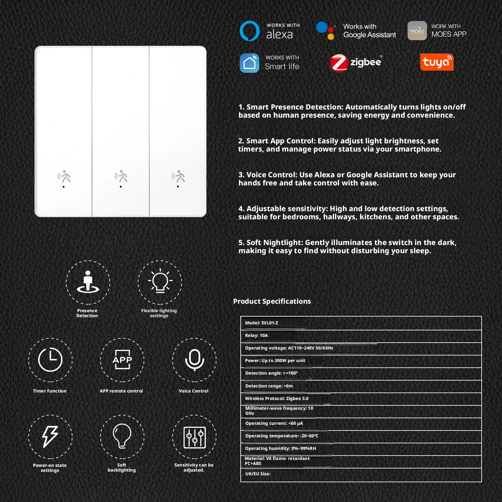 Smart Home Tuya - Interruptor Inteligente Zigbee para Hogar Inteligente