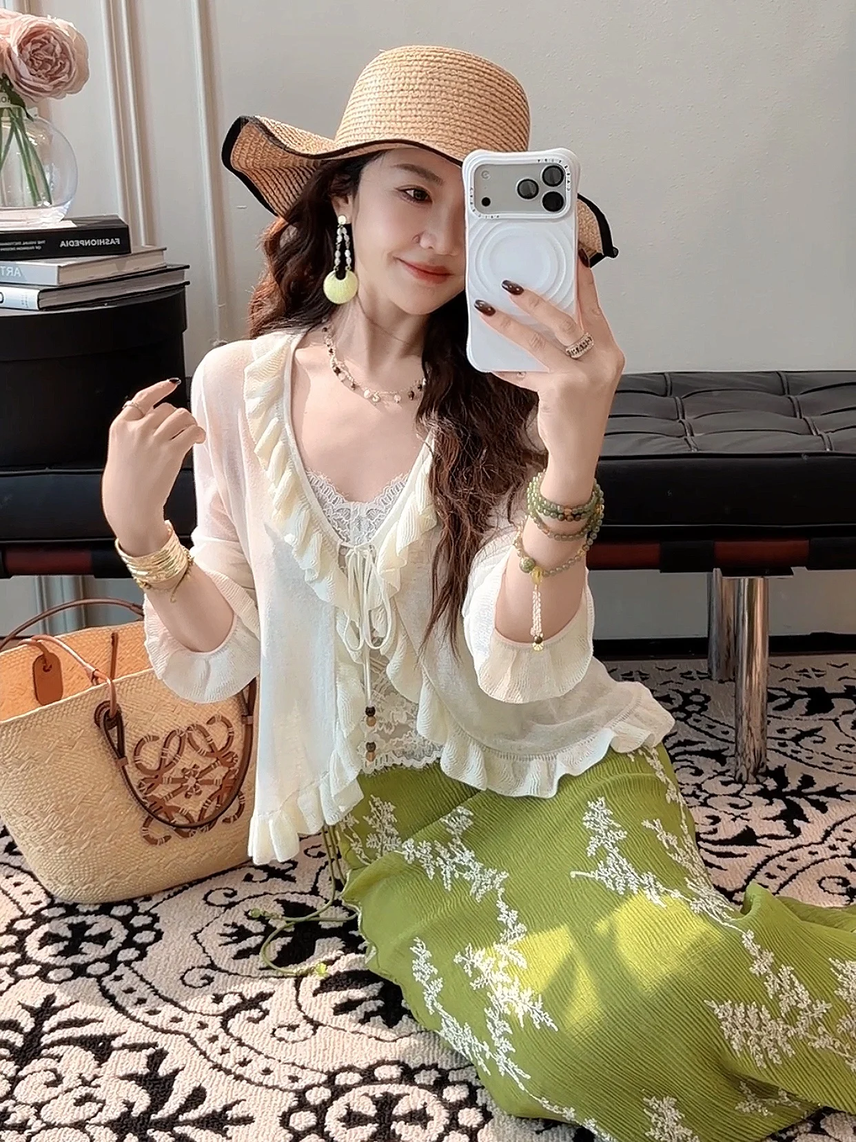 

PINZIKO Приталенный вязаный кардиган с длинным рукавом, V-образным вырезом, оборками по низу, укороченный, повседневный, женская рубашка, дышащий, легкий, весенний