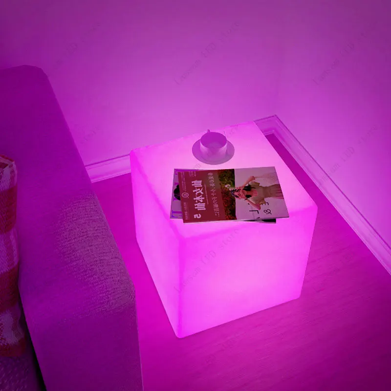 RGB مكعب الجدول مصباح جو مكعب ضوء 16 ألوان عكس الضوء التيار المتناوب/قابلة للشحن بالطاقة لغرفة النوم بهو غرفة المعيشة فناء الطرف