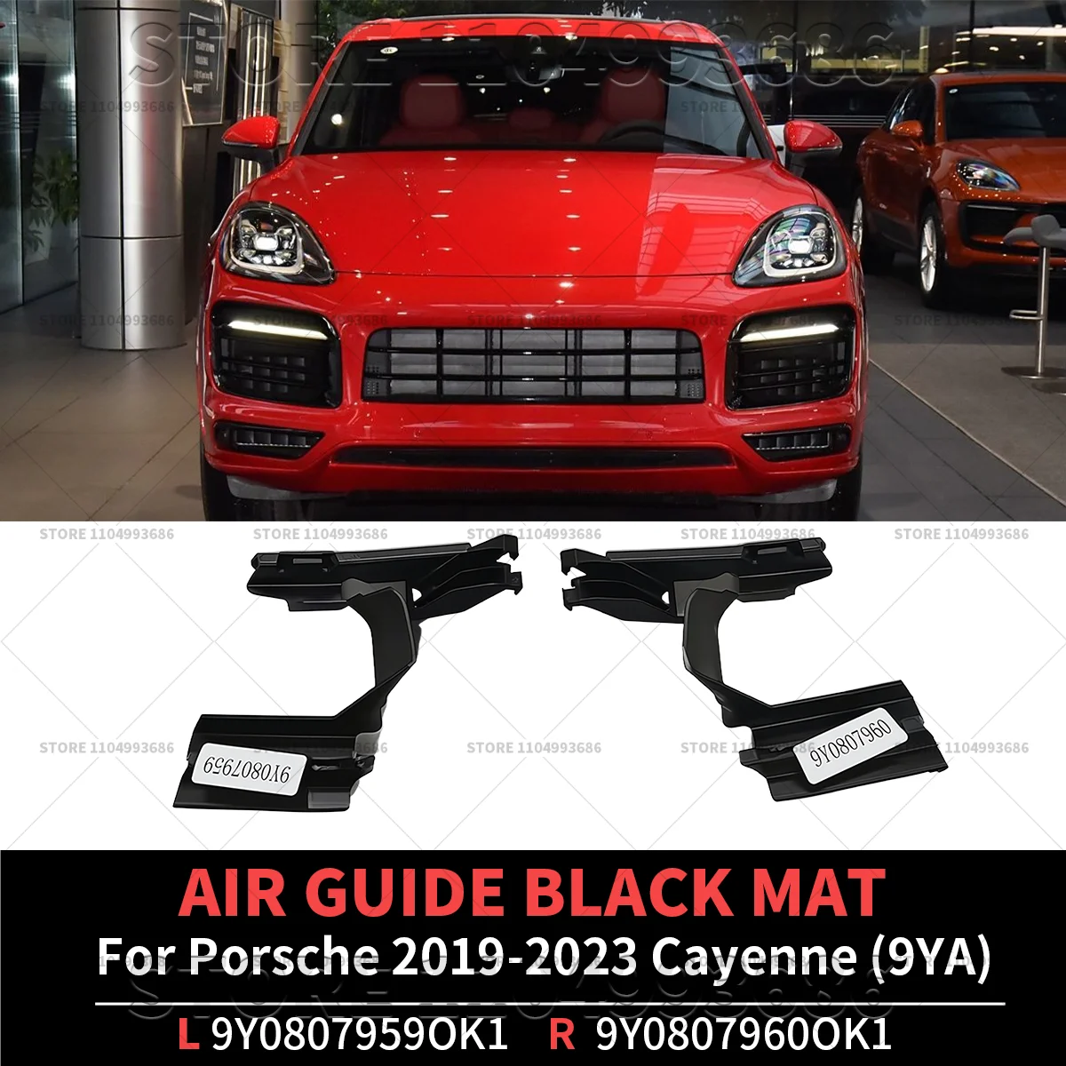 

For 2019-2023 Porsche Cayenne (9YA) Air Guide Black Mat Left And Right OEM 9Y0807960OK1 9Y0807959OK1 9Y0807959 9Y0807960