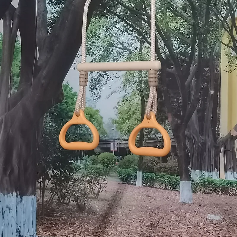 Kids Gymnastic Rings Trapeze Swing Bar Set Indoor Outdoor Backyard Play Pull Up Training Gym Rings