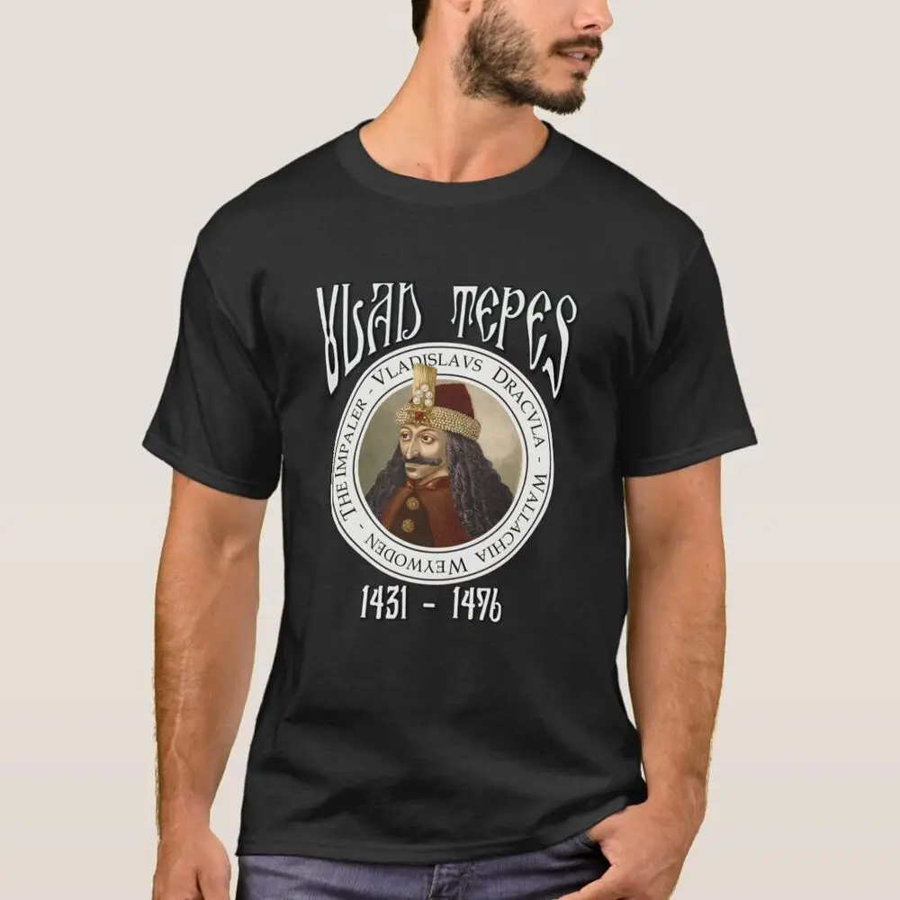 Arte gráfica unisex T-shirt, Roupa de casal, Vad retrô escuro, Drácula, Premium, Marca de luxo, Moda