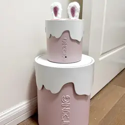 Ins Waste Bin Creative Rabbit Ears Trash Can Kawaii Desktop Storage Box Trash Garbage Bin With Lid or Press Dustbin 9L/2.8L