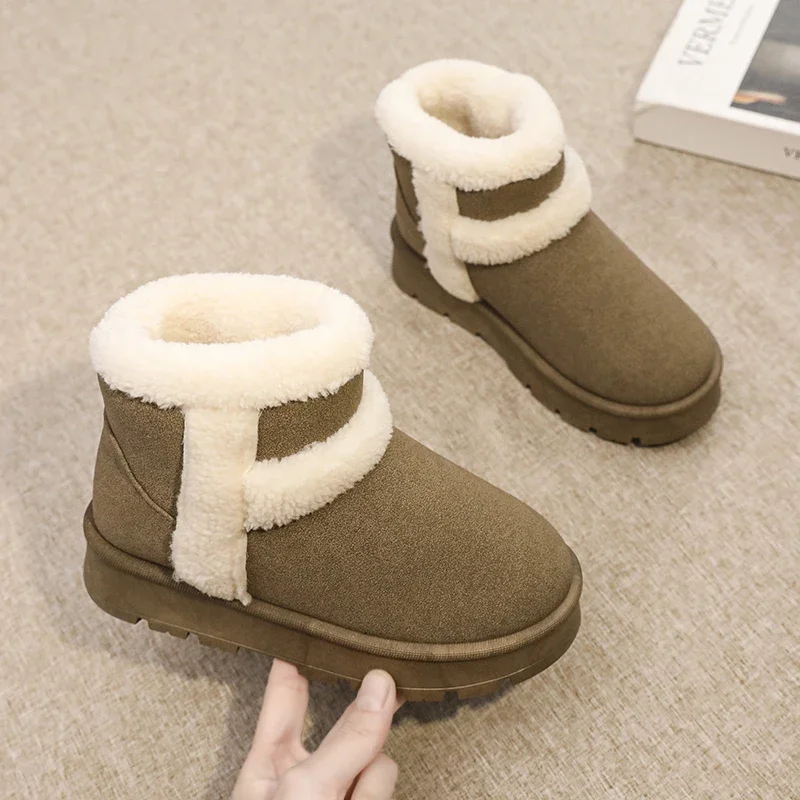 New children's shoes, parent-child snow boots, long velvet and cotton boots for boys and girls, fashionable anti-slip boots