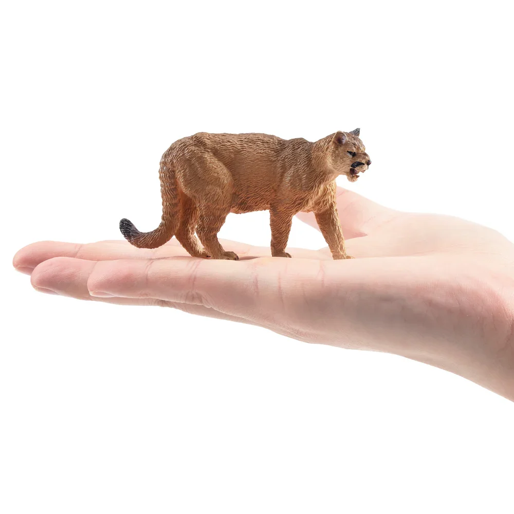 Toymany Simulation Cougar Wildlife Animal Model Toy Mini Figures Dolls Action Figurines Toys for Children Gift Cake Decoration