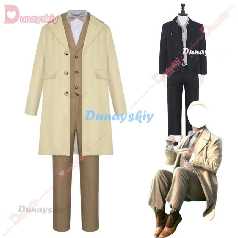 

Good Cos Omens Angel Aziraphale Devil Crowley David Косплей Костюм Хэллоуин Мужской Костюм Ретро Круглые Металлические Очки Стимпанк