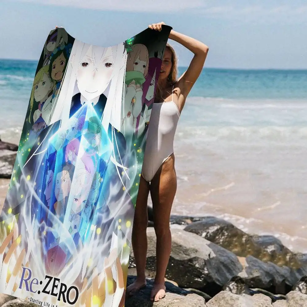 Re Life In A Different World From Zero Anime Beach Swimming Towel Soft Absorbent Washcloth Children's Gifts for Kids Travel