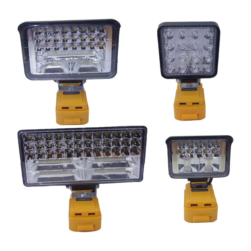 กิจกรรมกลางแจ้ง 20V ไฟฉายแบตเตอรี่ 20V แบตเตอรี่ดําเนินการ Floodlight ไฟทํางานไร้สาย 2 พอร์ตชาร์จ USB