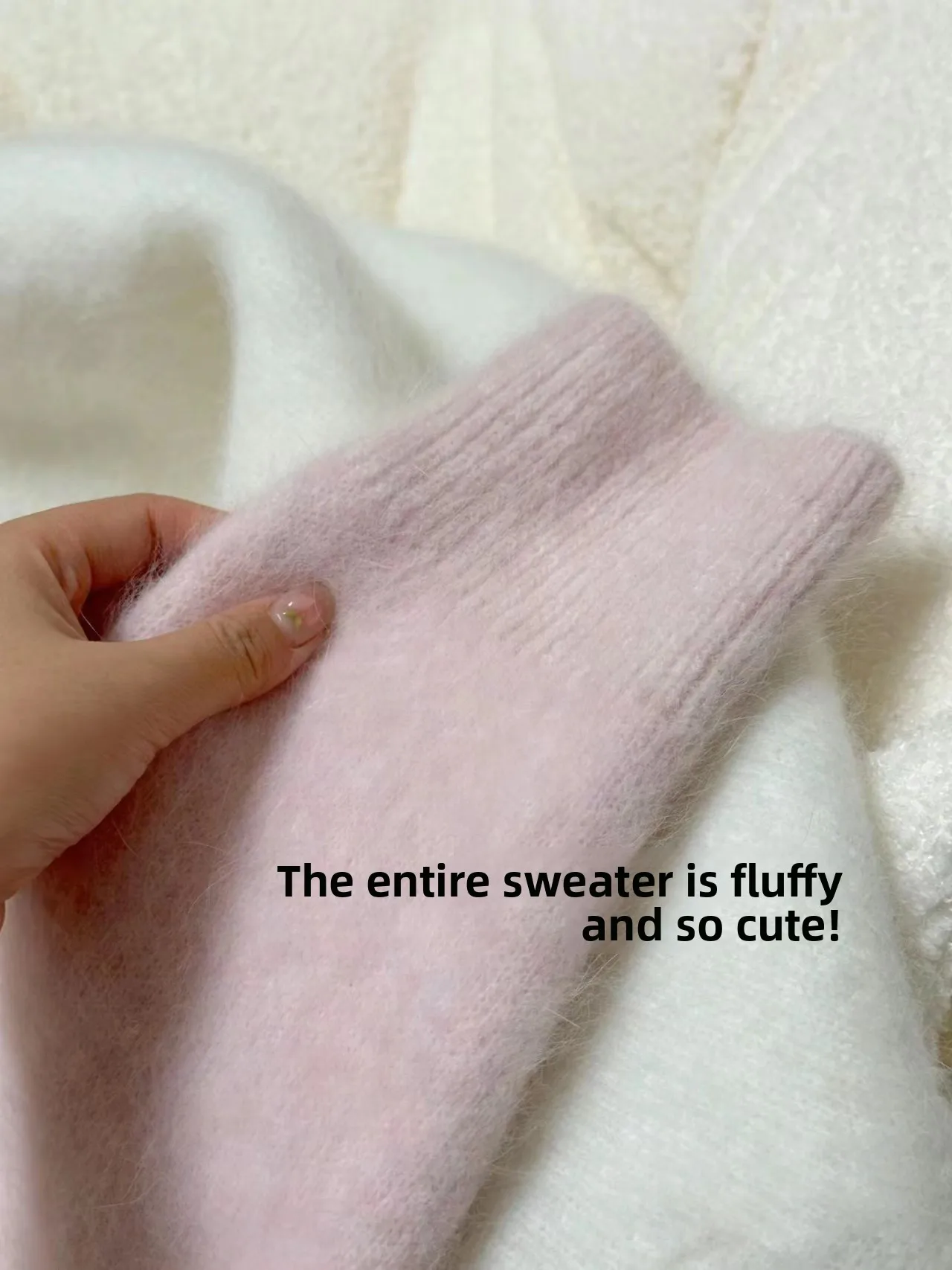 เสื้อสเวตเตอร์ผู้หญิงสีชมพูหวาน สไตล์หลวม นุ่ม สบาย ใส่เป็นเสื้อตัวในได้ เนื้อผ้าถัก ให้ความอบอุ่น เหมาะสำหรับฤดูใบไม้ร่วงและฤดูหนาว คอกลม แขนยาว