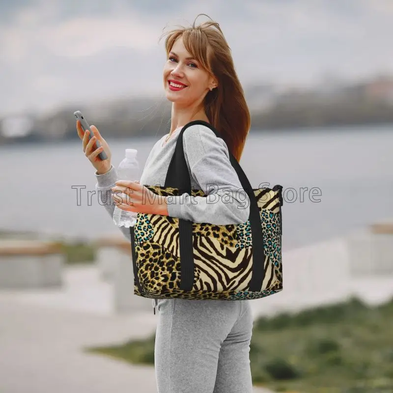 Cheetah Leopard Print Travel Duffel Bags Waterproof Weekender Overnight Handbag Foldable Carry on Bags for Travel Sport Gym Yoga