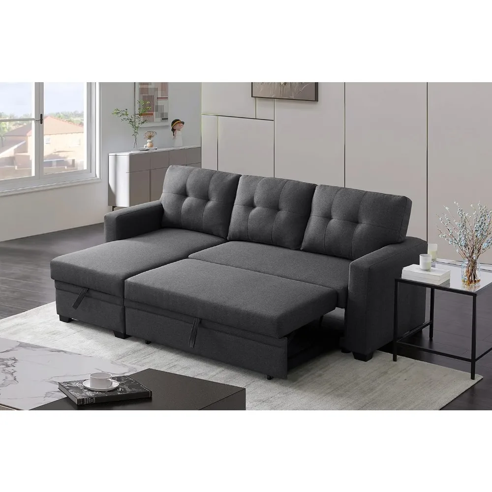 Reversible modular sofa bed, sofa bed with storage chaise longue, hidden Stroge | pull-out bed |