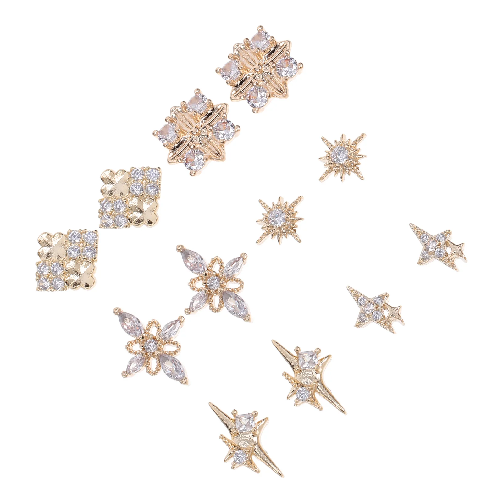 

12Pcs Vintage Nail Art Charms Decorative Rhinestones DIY Manicure Supplies Trendy Shimmering Accessories Nail Charms