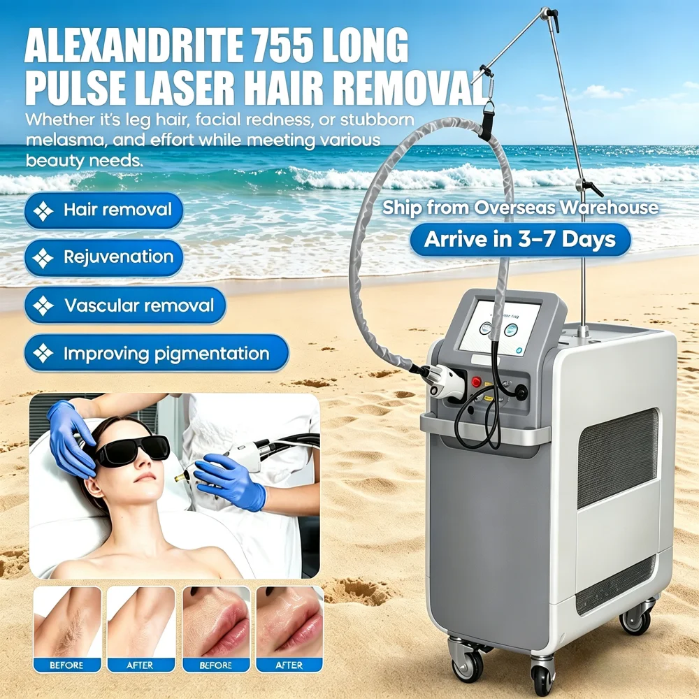 Alexandrite Lase Hair Removal Instrument 755nm 1064nm Long Pulse Sapphire Handle Skin Whitening Device