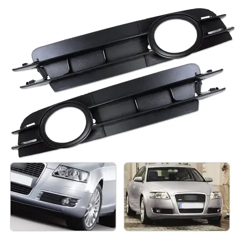 beler 2x 4F0807681A 4F0807682A Front Fog Light Lamp Grill Grille Fit for Audi A6 and  A6 Quattro C6 2005 2006 2007 2008