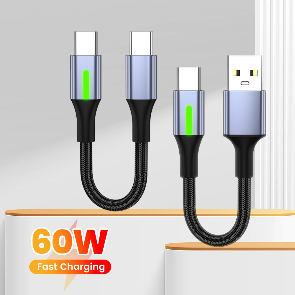 25cm/50cm Short Cable USB Type C To Type C Cable Fast Charging Cable For Iphone 15 16 Samsung Power Bank Type C USB C Cable Wire