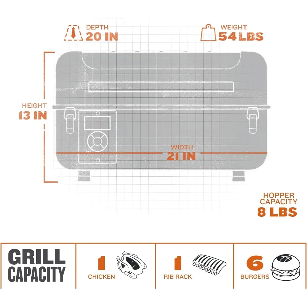 Imagem -05 - Grills Tabletop Elétrico Portátil Traeger Wood Pellet Grill e Fumante Churrasqueiras de Aço Liga Guarda Florestal