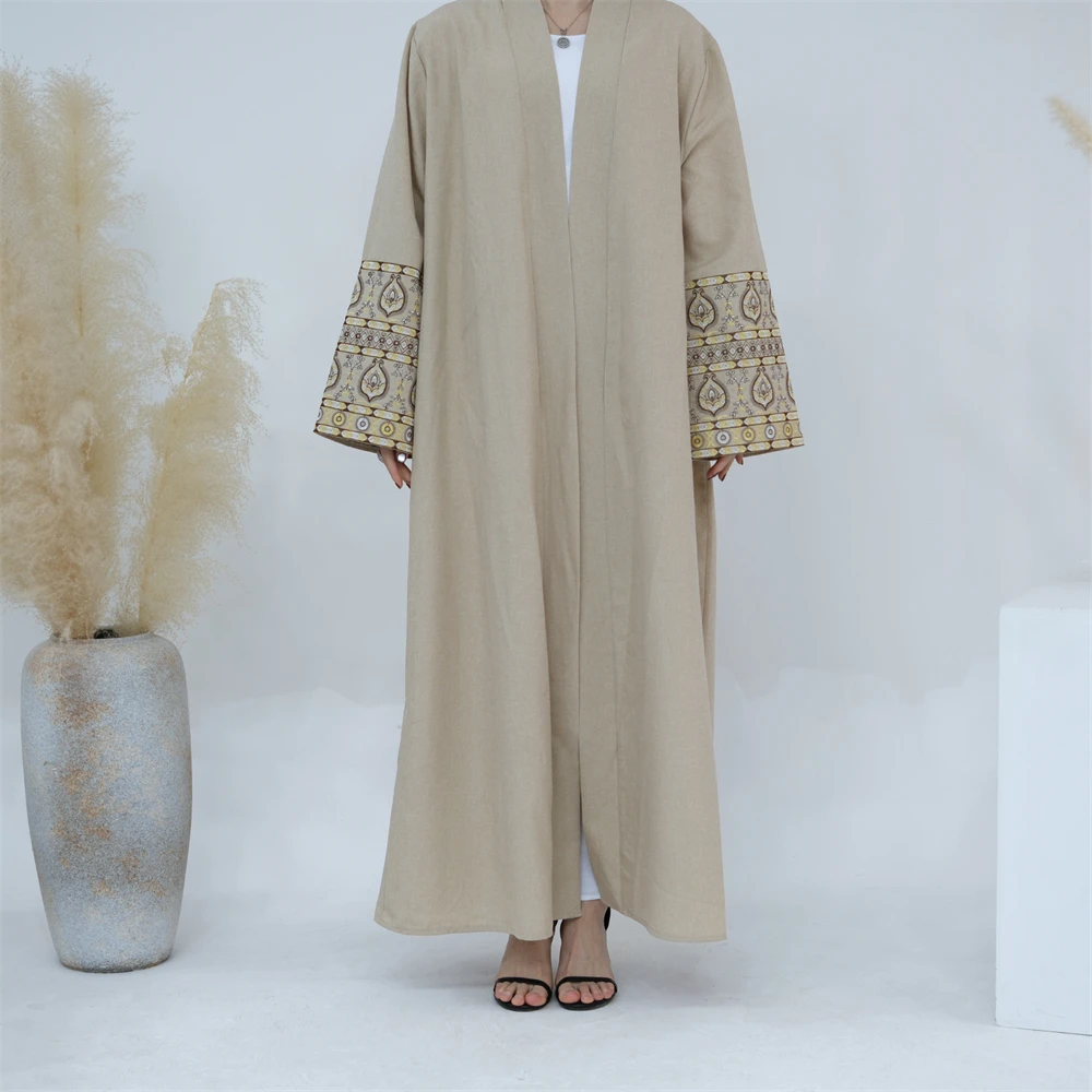 Abaya abierta con bordado modesto para mujer, cárdigan, Kimono musulmán, vestido turco, Dubai, Kaftan saudita, bata árabe, vestido de caftán islámico Jalabiya