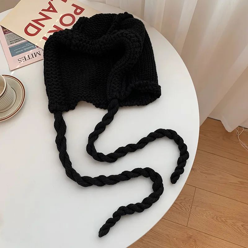 Winter Hats For Women Knitted Beanie Red Hat Christmas Gift Big Size Ear Cold-proof Korean Thick Warm Bonnet Gorro Skullcap 2023