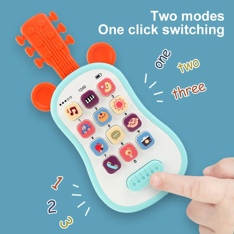 Children's Early Education Multifunctional Mobile Phone Cartoon Violin Music Light Story Phone Puzzle Baby Soothing Toys Gifts