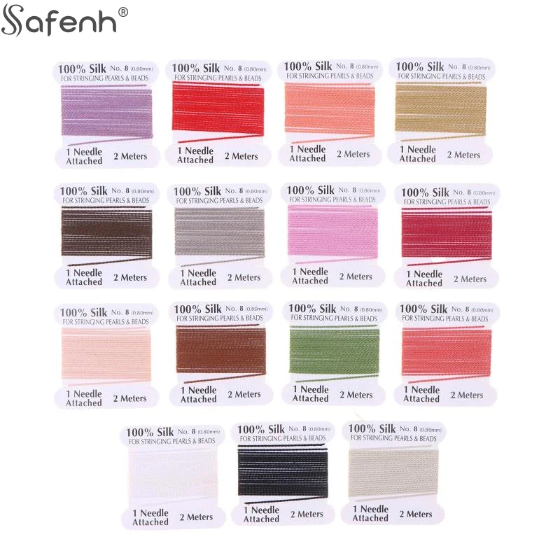 1set Silk Cord 8# 0.8mm*2meters Factory Price Multicolor 100% Natural Pink Black White Silk Cord For Women DIY Jewelry Making