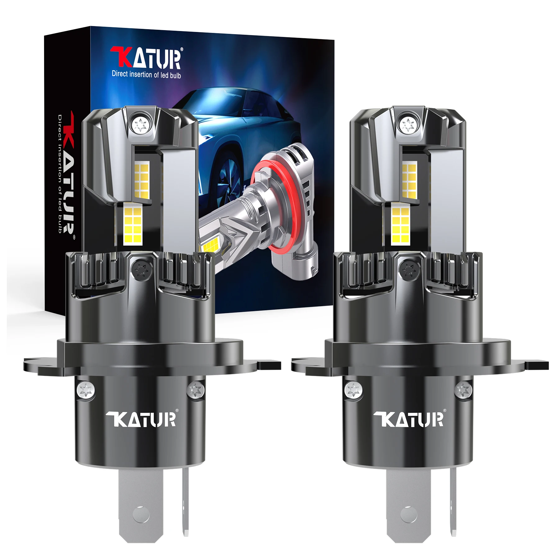 Katur 2x H4 Car Led Bulbs High Low Beam Headlight with Fan Hi-Lo Beam Headlight 55W For Nissan Leaf 2010~2023 Tiida 2004~2012