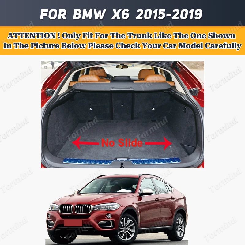 Tormind For BMW X6 F16 2015-2019 18 17 16 Car Trunk Mats Carpet Cargo Liner Car Backrest Pad Interior Accessories Protector