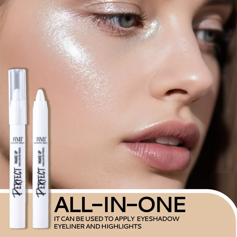 Multifunctioneel make-uppotlood Witte markeerstift en oogschaduw Parelglans effect Romig Langdurig Waterdicht Veegvast