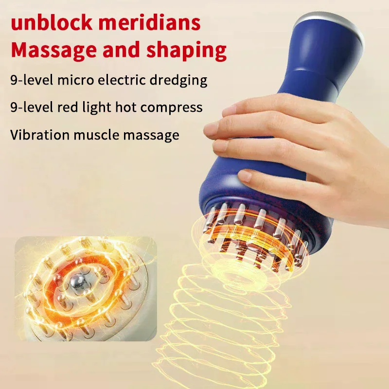 Electric Meridian Brush Anti Cellulite Gua Sha Body Massager Vibrate Microcurrent Hot Compress Scraping Lymphatic Drainage Care