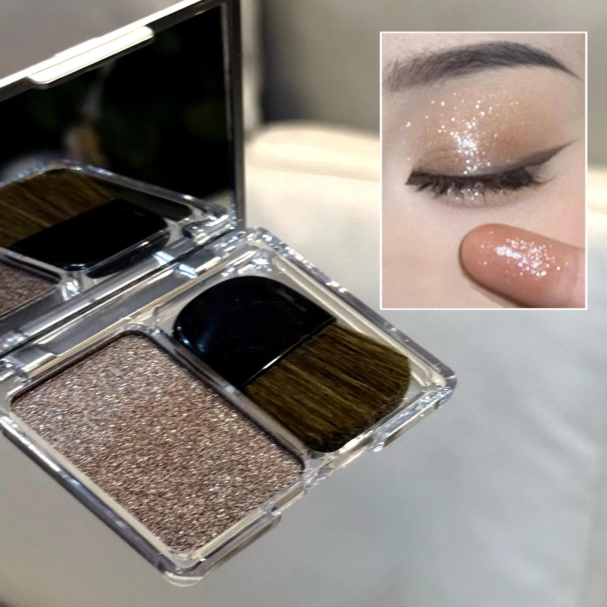 مع فرشاة Bowknot Face Brighten Highlighter Sparking Shine Makeup Plate Fairy Purple Highlight Shimmer Shading Contour Cosmetic #6