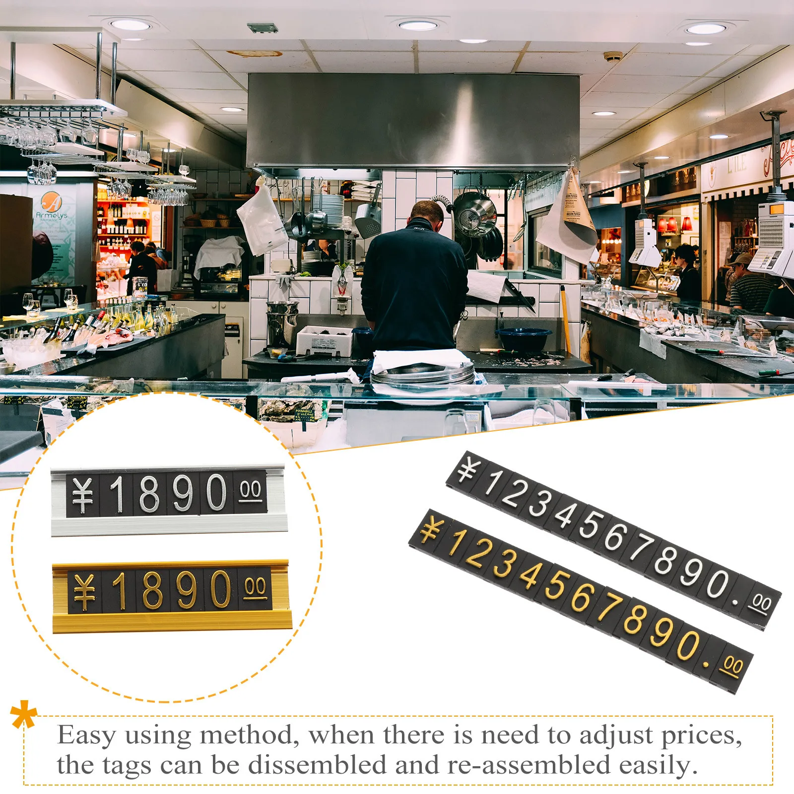 

10pcs Aluminum Alloy Price Tags Commodity Number Display Sign For Vegetables Fruit Store Supermarket Shopping Mall Adhesive