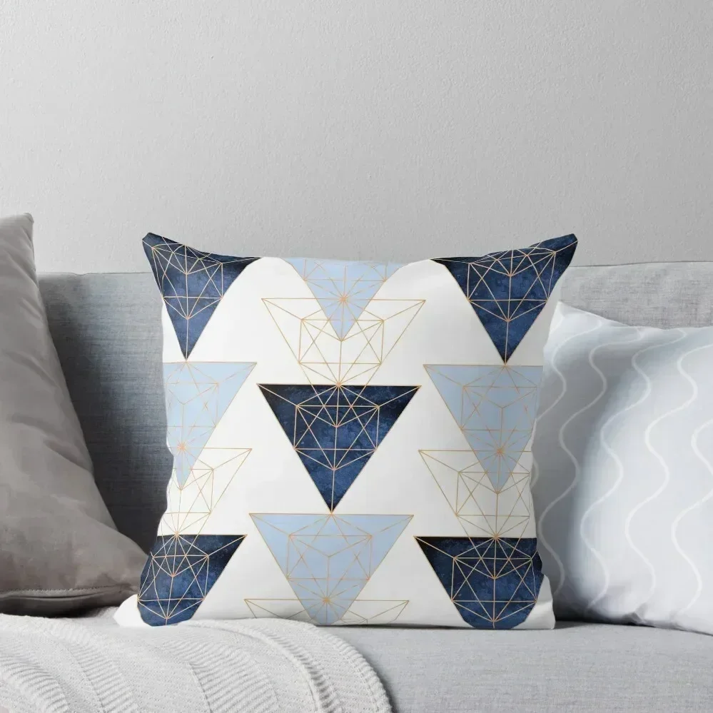 

Geometric Triangles in Blue and Rose Gold Throw Pillow pillows decor home sleeping pillows Christmas Covers pillow