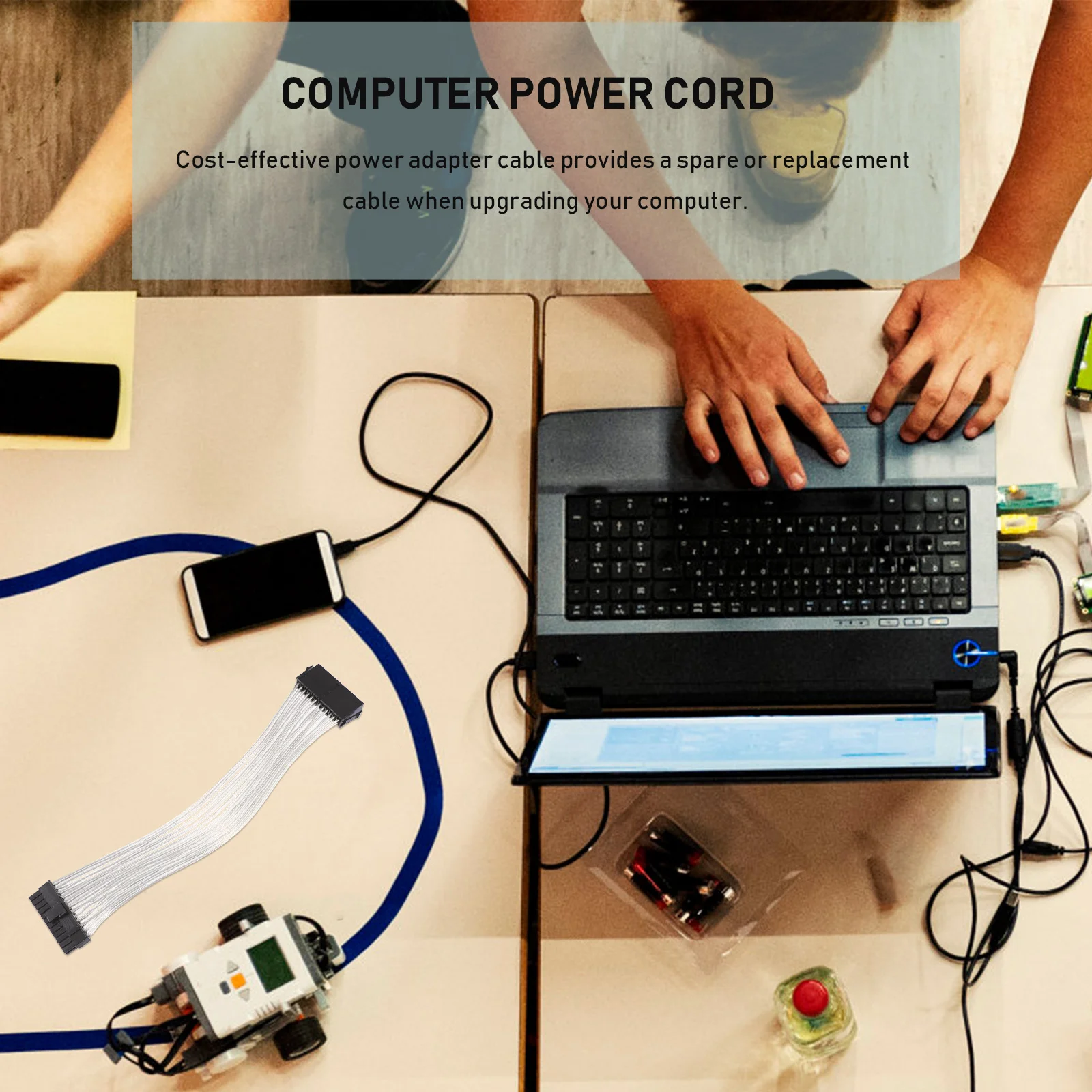 

24-Pin Atx Motherboard Power Extension Cable Male to Female Connector Secure Latch Internal Pc Power Supply Wire